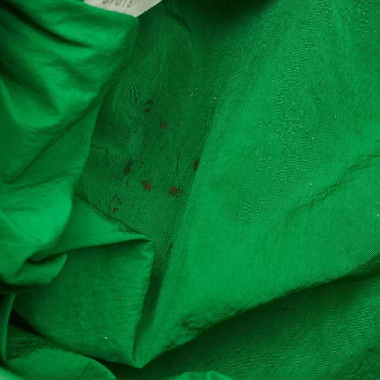 Pre Owned Bottega Veneta Green Terrycloth Fabric Teen The Pouch Clutch