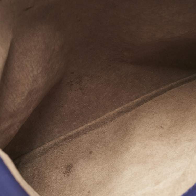 Pre Owned Bottega Veneta Blue Intrecciato Leather Twist Lock Flap Clutch