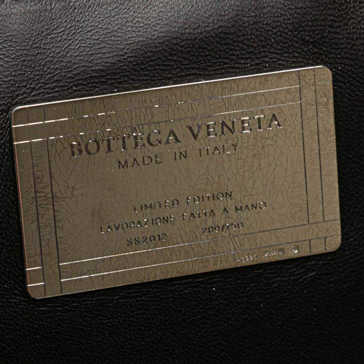 Pre Owned Bottega Veneta Black Medium Lambskin Intreccio Cabat Tote