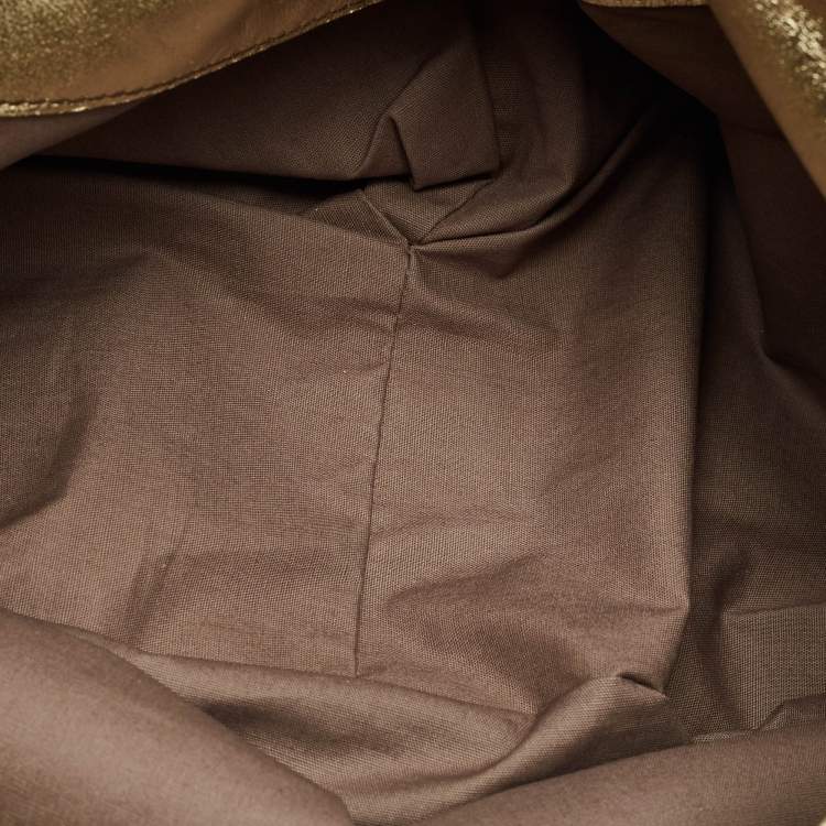 Pre Owned Bottega Veneta Metallic Gold Leather Intrecciato Aquilone Fortune Cookie Hobo