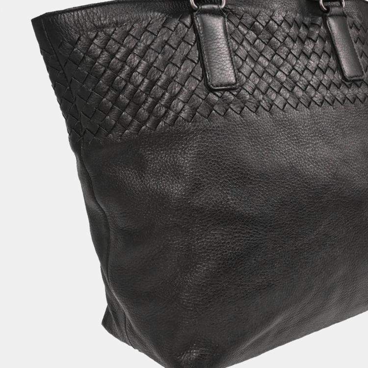 Pre Owned Bottega Veneta Black Intrecciato Tote Handbag