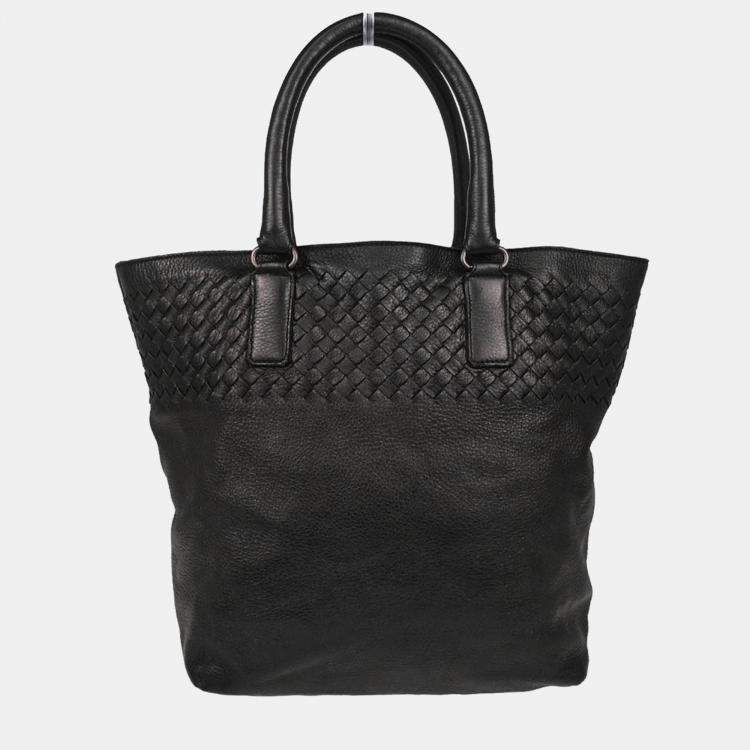Pre Owned Bottega Veneta Black Intrecciato Tote Handbag