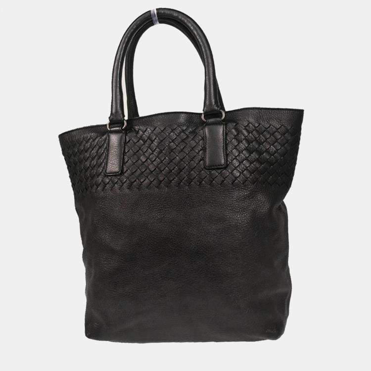 Pre Owned Bottega Veneta Black Intrecciato Tote Handbag