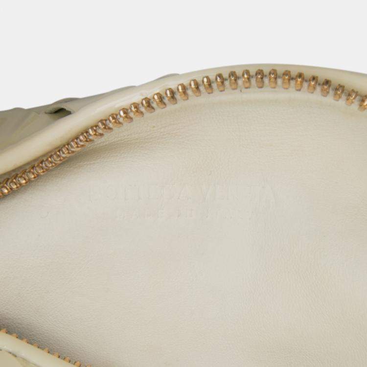 Pre Owned Bottega Veneta White Mini Patent Intrecciato Jodie