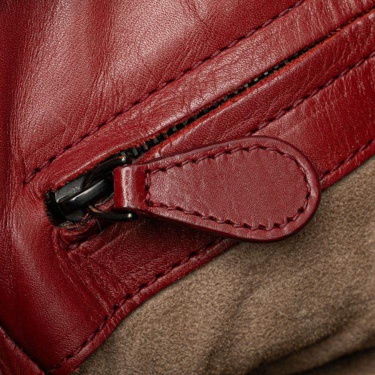 Pre Owned Bottega Veneta Red Mini Nappa Intrecciato Roma Satchel
