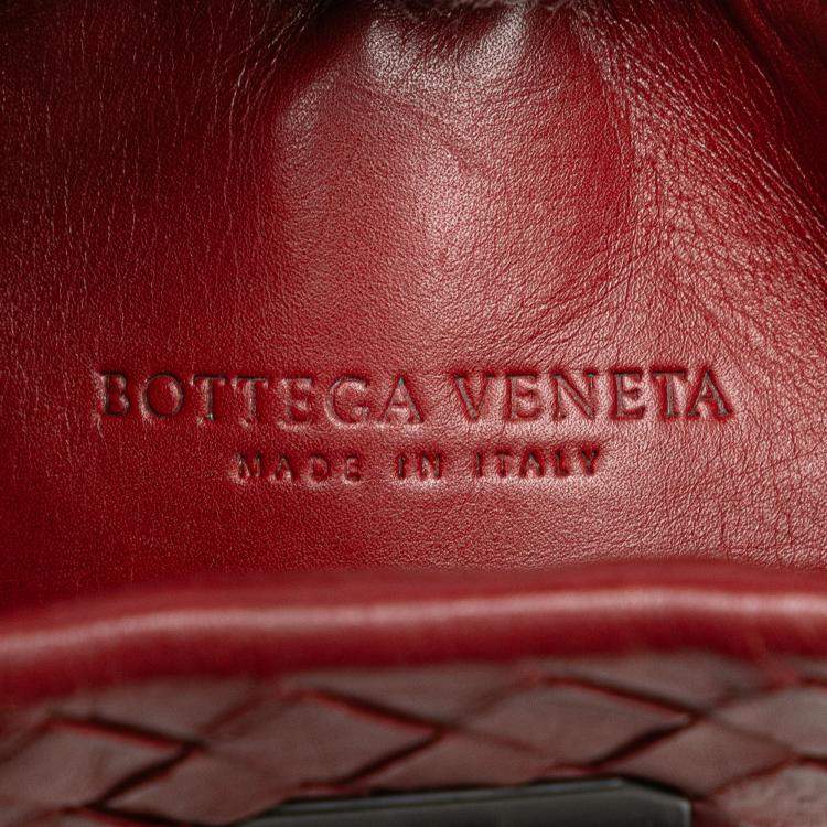 Pre Owned Bottega Veneta Red Mini Nappa Intrecciato Roma Satchel