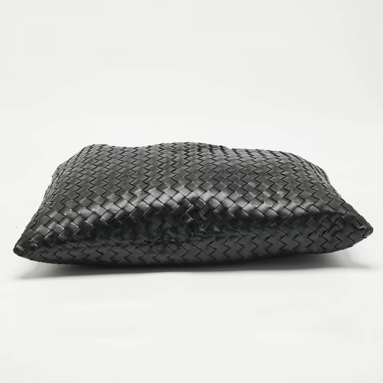 Pre Owned Bottega Veneta Black Intrecciato Leather Large Hop Shoulder Bag