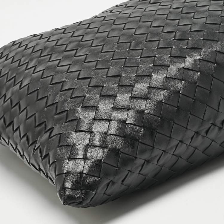 Pre Owned Bottega Veneta Black Intrecciato Leather Large Hop Shoulder Bag