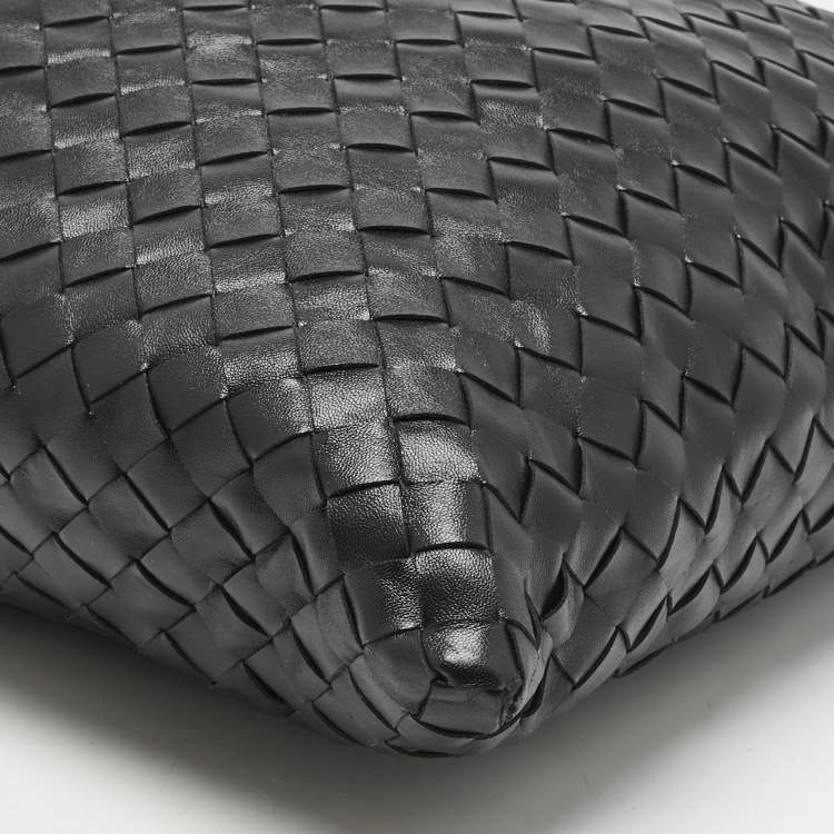 Pre Owned Bottega Veneta Black Intrecciato Leather Large Hop Shoulder Bag