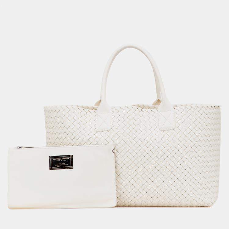 Pre Owned Bottega Veneta Medium Lambskin Intreccio Cabat Tote