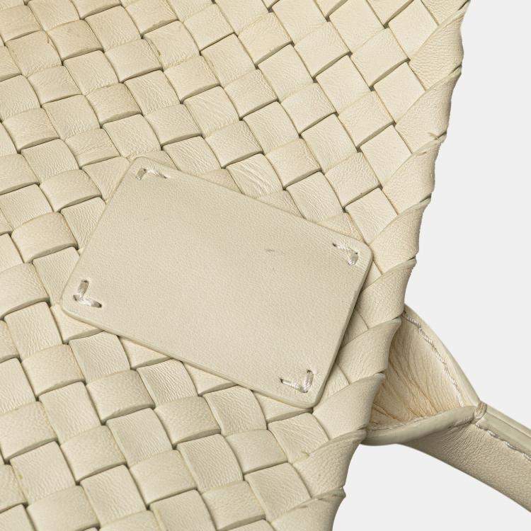 Pre Owned Bottega Veneta Medium Lambskin Intreccio Cabat Tote
