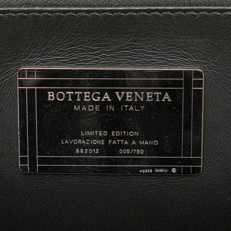 Pre Owned Bottega Veneta Black Medium Lambskin Intreccio Cabat Tote