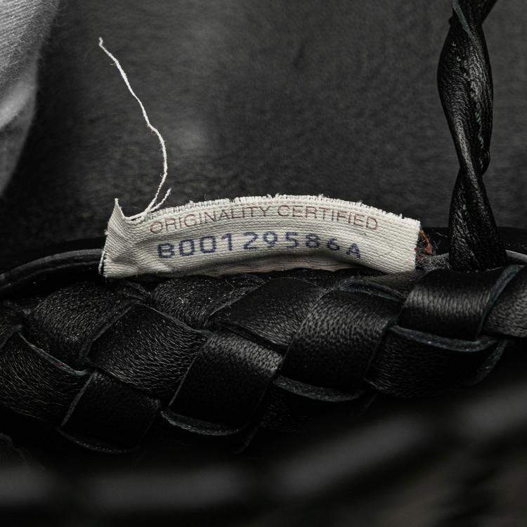 Pre Owned Bottega Veneta Black Medium Lambskin Intreccio Cabat Tote