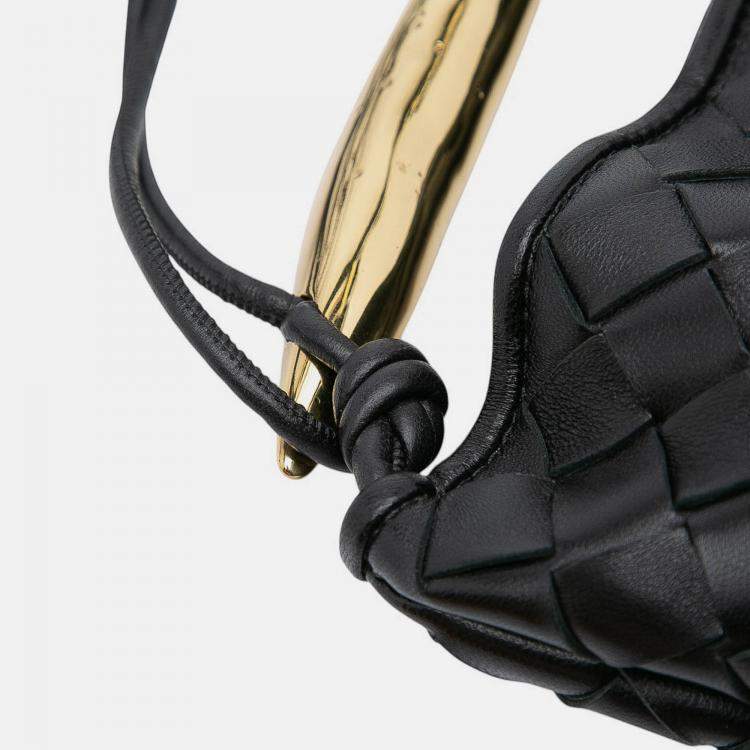 Pre Owned Bottega Veneta Black Baby Lambskin Intrecciato Sardine