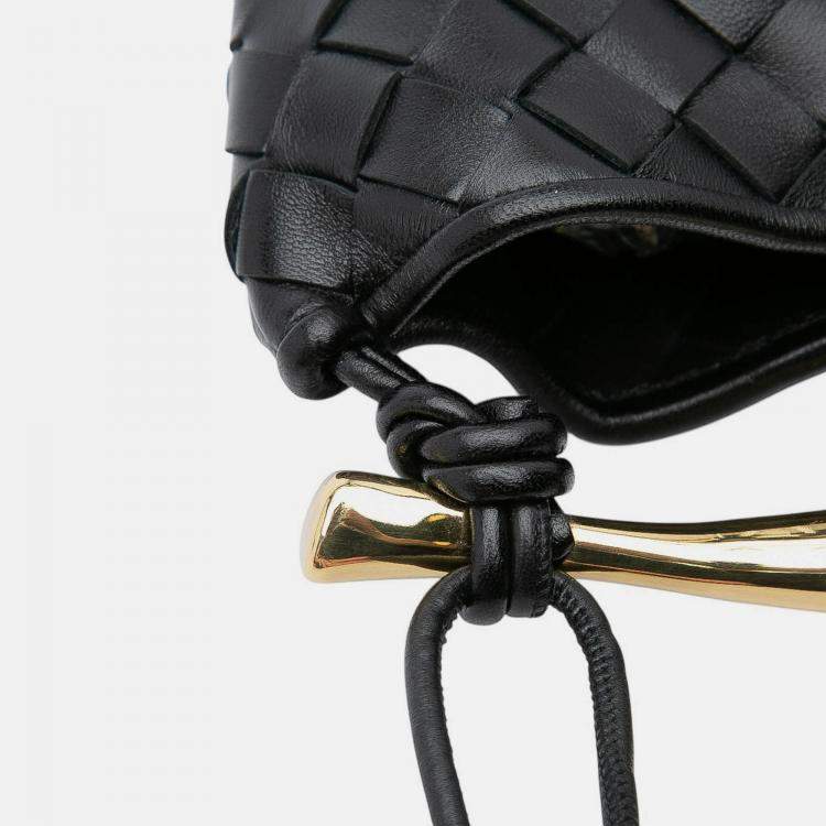 Pre Owned Bottega Veneta Black Baby Lambskin Intrecciato Sardine