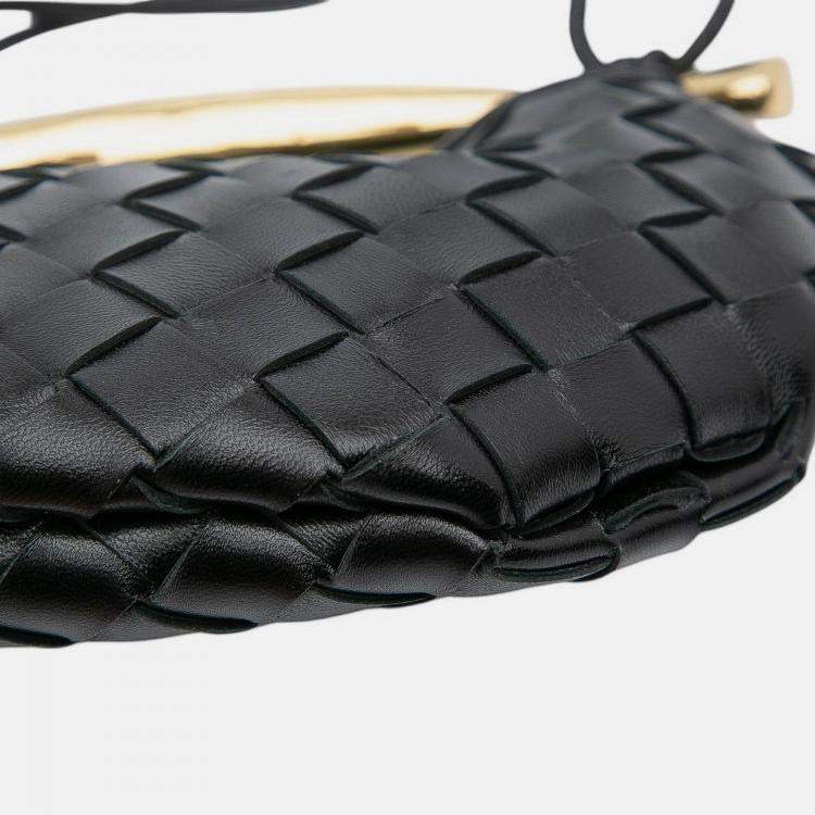 Pre Owned Bottega Veneta Black Baby Lambskin Intrecciato Sardine