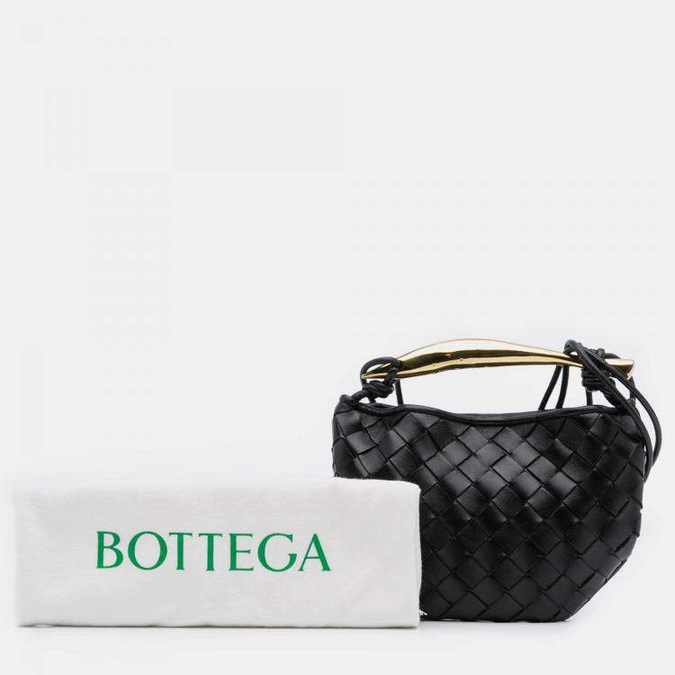 Pre Owned Bottega Veneta Black Baby Lambskin Intrecciato Sardine