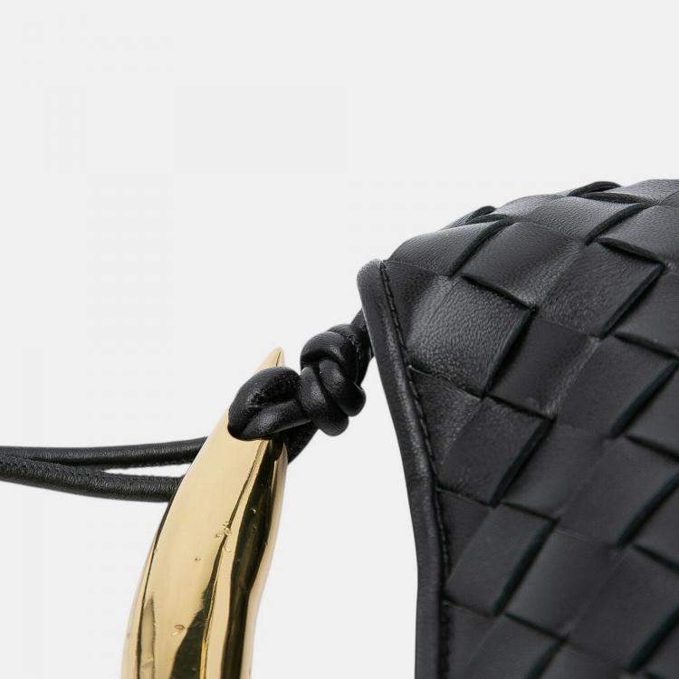 Pre Owned Bottega Veneta Black Baby Lambskin Intrecciato Sardine