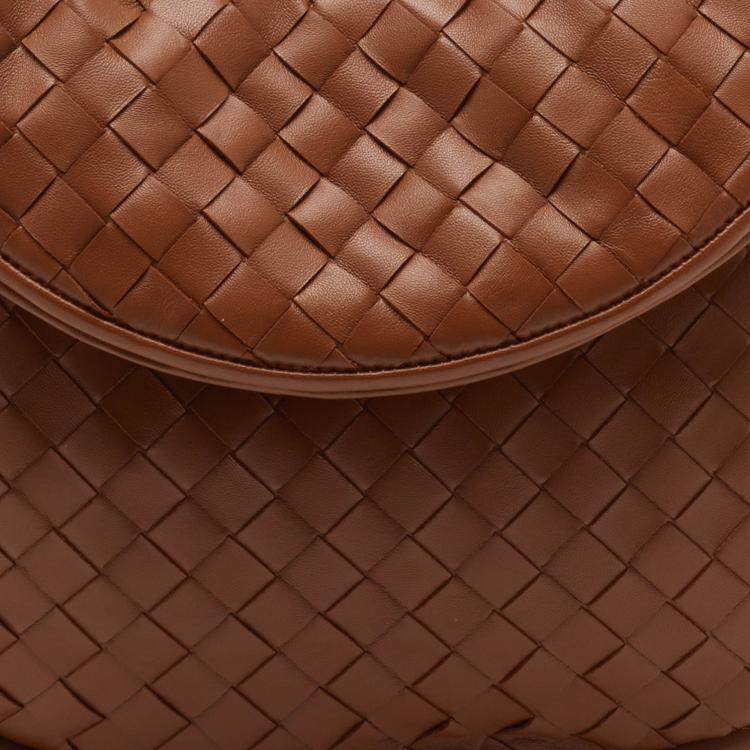 Pre Owned Bottega Veneta Brown Intrecciato Leather Medium Gemelli Shoulder Bag