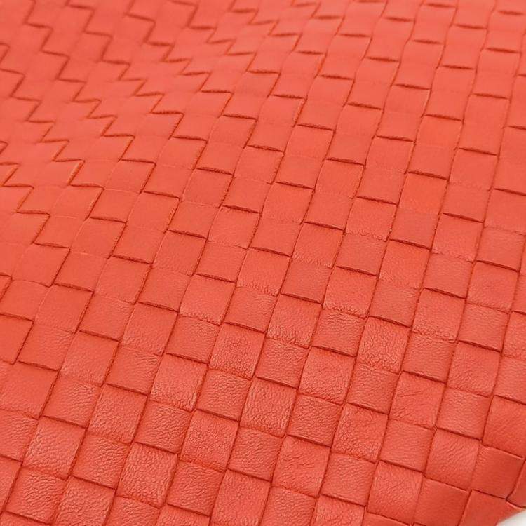 Pre Owned Bottega Veneta Orange Leather mesh clutch