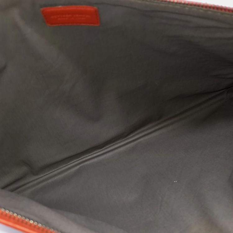 Pre Owned Bottega Veneta Orange Leather mesh clutch