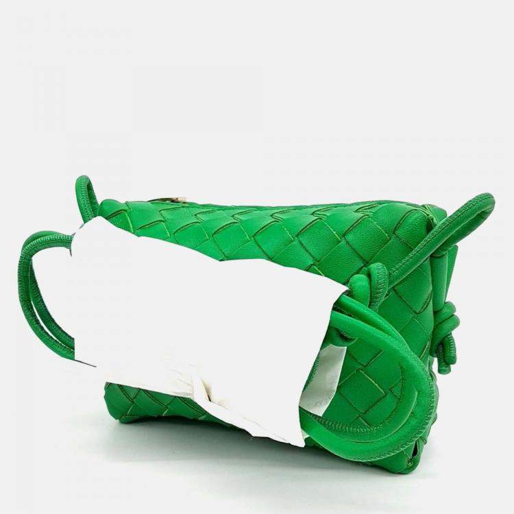Pre Owned Bottega Veneta Green Leather Mini Loop Camera Bag