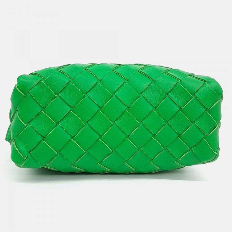 Pre Owned Bottega Veneta Green Leather Mini Loop Camera Bag