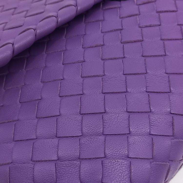 Pre Owned Bottega Veneta Purple Leather Mesh Olympia Bag