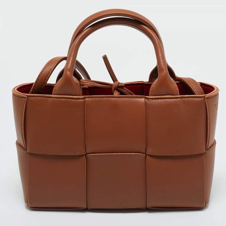 Pre Owned Bottega Veneta Brown Intrecciato Leather Candy Arco Tote