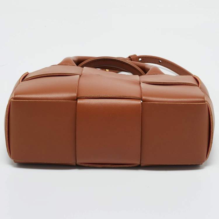 Pre Owned Bottega Veneta Brown Intrecciato Leather Candy Arco Tote