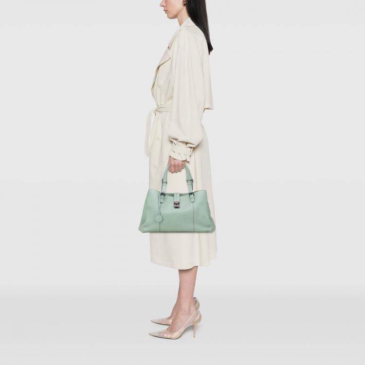 Pre Owned Bottega Veneta Green Medium Cervo Roma Tote