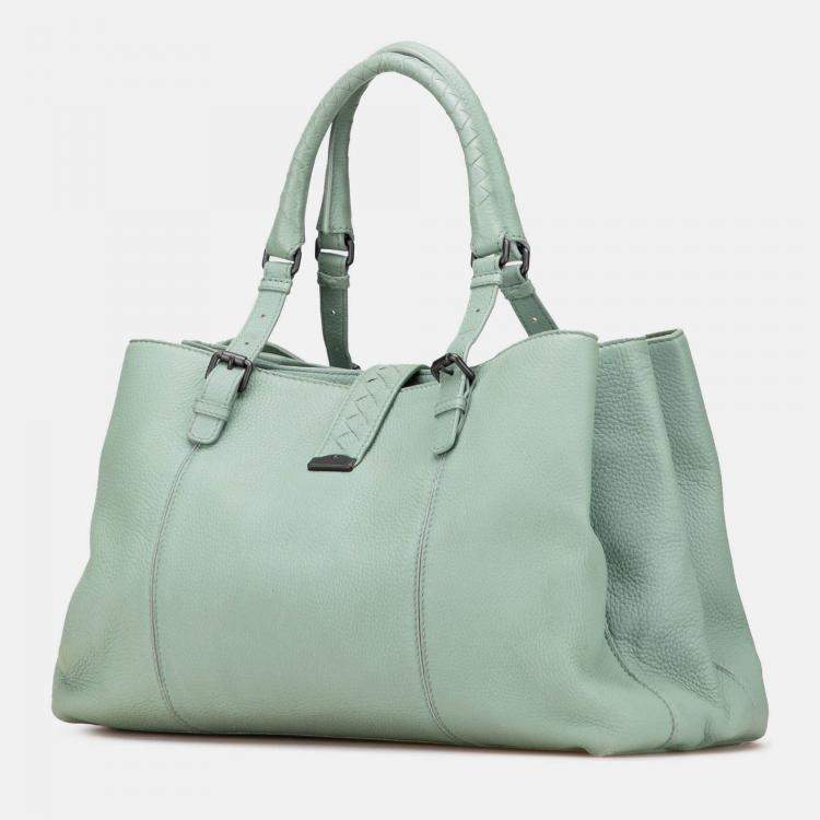 Pre Owned Bottega Veneta Green Medium Cervo Roma Tote
