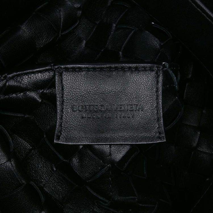 Pre Owned Bottega Veneta Black Lambskin Intrecciato Tie Shoulder Bag