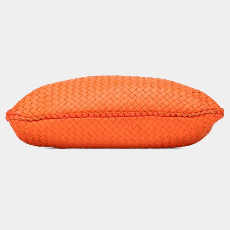 Pre Owned Bottega Veneta Orange Medium Nappa Intrecciato Veneta Hobo