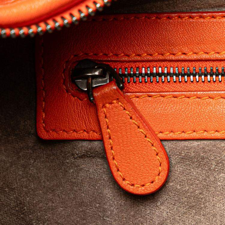 Pre Owned Bottega Veneta Orange Medium Nappa Intrecciato Veneta Hobo