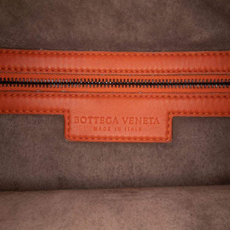 Pre Owned Bottega Veneta Orange Small Nappa Intrecciato Veneta Hobo