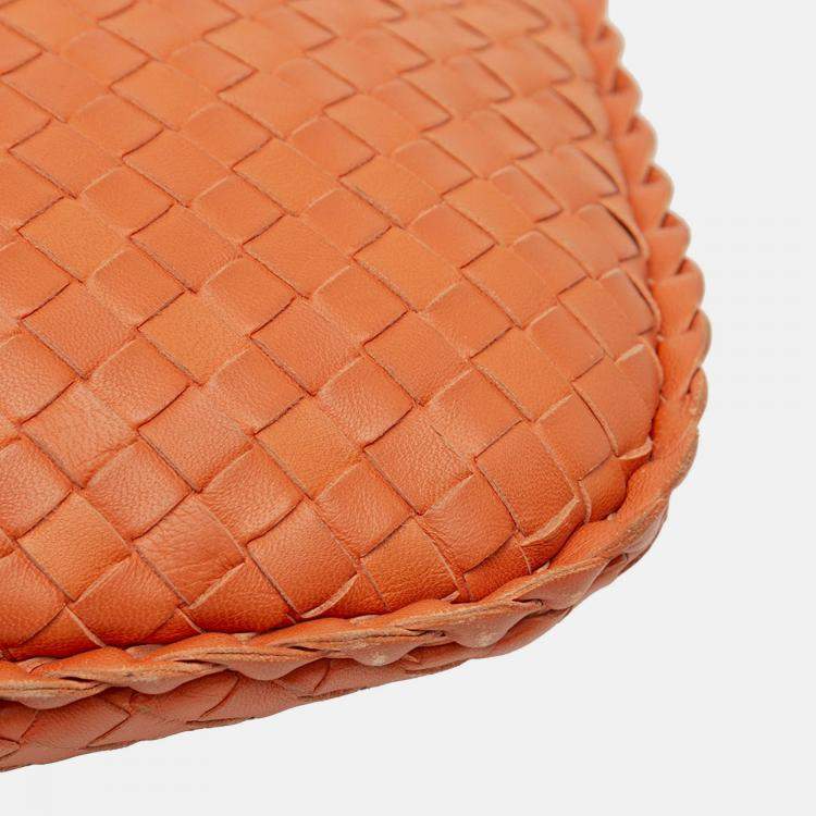 Pre Owned Bottega Veneta Orange Small Nappa Intrecciato Veneta Hobo