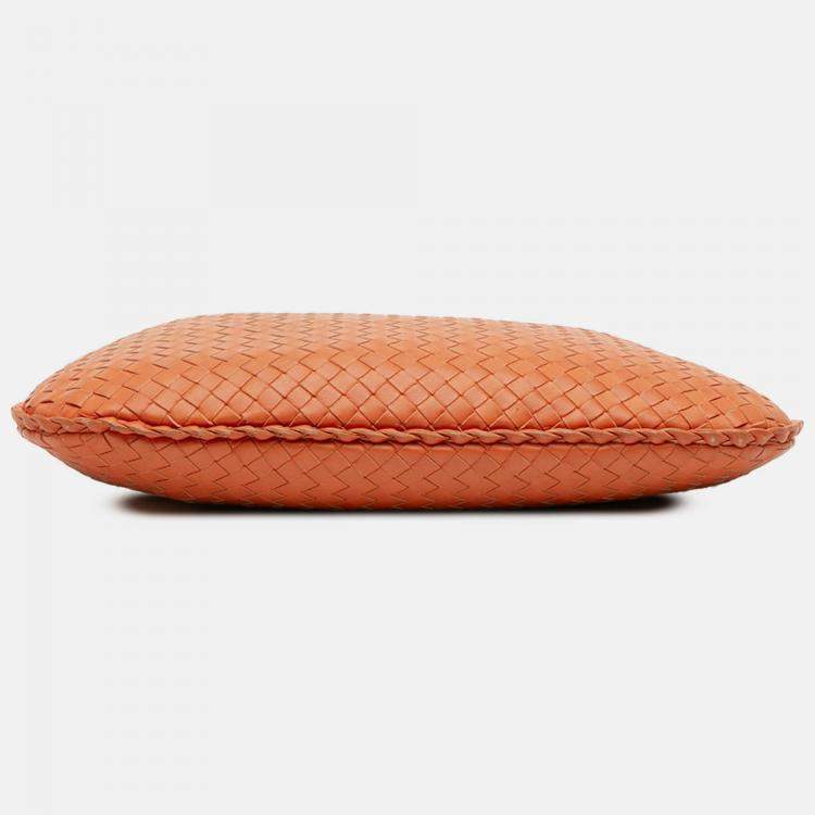 Pre Owned Bottega Veneta Orange Small Nappa Intrecciato Veneta Hobo