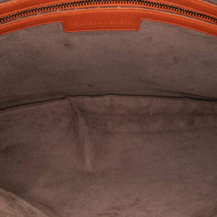 Pre Owned Bottega Veneta Orange Small Nappa Intrecciato Veneta Hobo