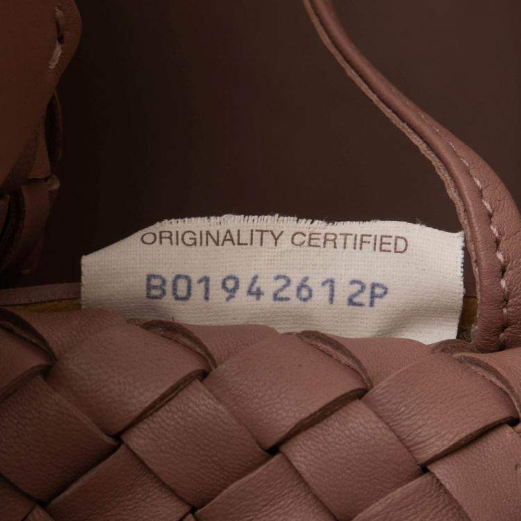 Pre Owned Bottega Veneta Pink Medium Lambskin Intreccio Cabat Tote