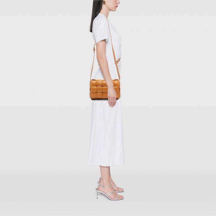 Pre Owned Bottega Veneta Brown Nappa Intrecciato Padded Cassette Crossbody