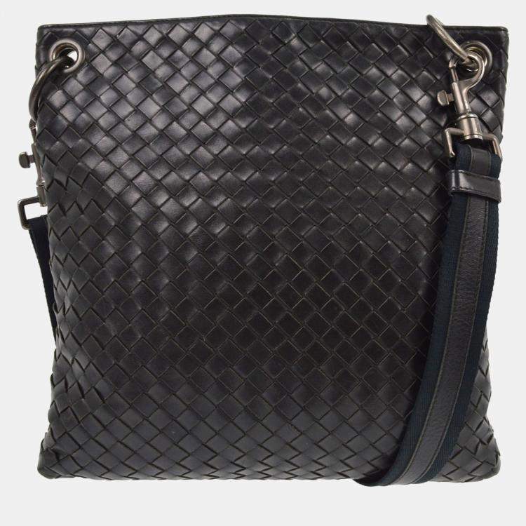 Pre Owned Bottega Veneta Black Intrecciato Shoulder Bag