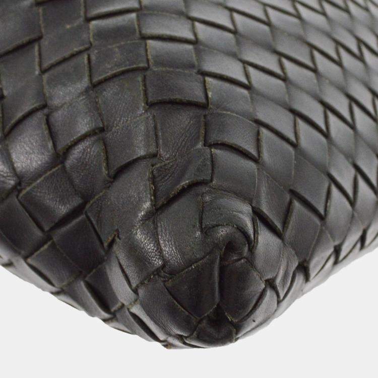 Pre Owned Bottega Veneta Black Intrecciato Shoulder Bag