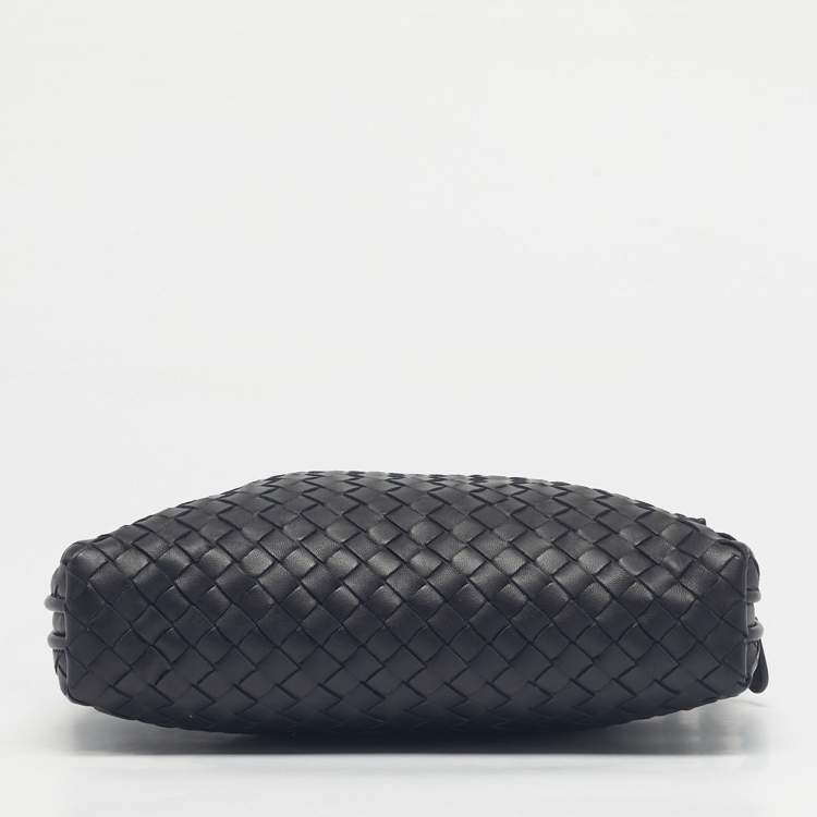 Pre Owned Bottega Veneta Blue Nuit Intrecciato Leather Nodini Crossbody Bag