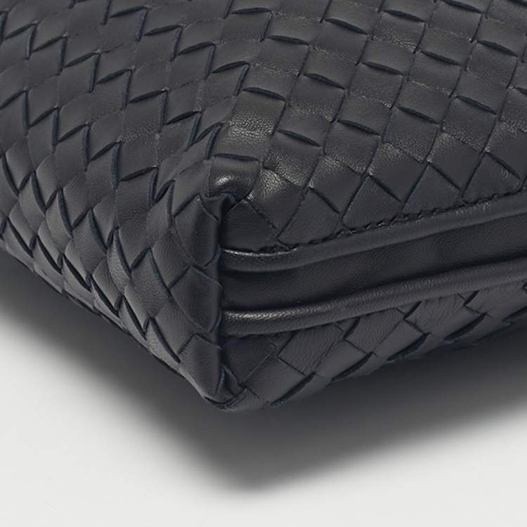 Pre Owned Bottega Veneta Blue Nuit Intrecciato Leather Nodini Crossbody Bag