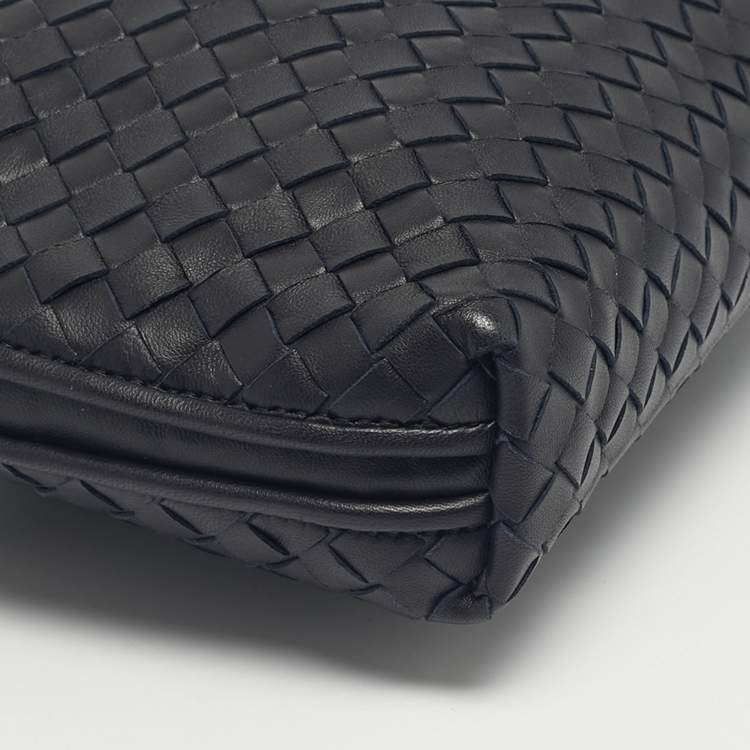 Pre Owned Bottega Veneta Blue Nuit Intrecciato Leather Nodini Crossbody Bag