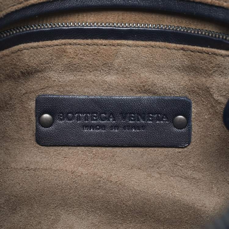 Pre Owned Bottega Veneta Blue Nuit Intrecciato Leather Nodini Crossbody Bag