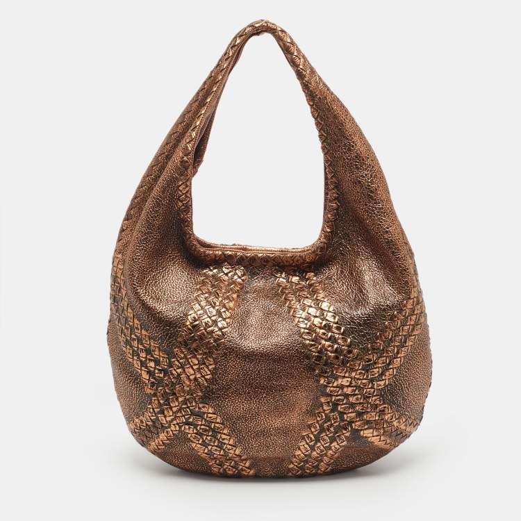 Pre Owned Bottega Veneta Metallic Copper Leather Cervo Hobo