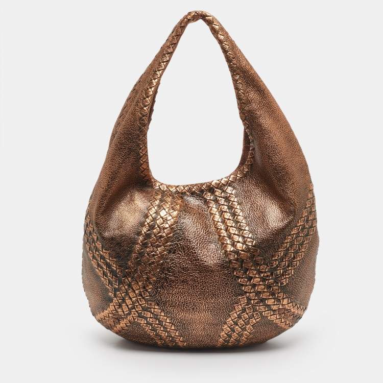 Pre Owned Bottega Veneta Metallic Copper Leather Cervo Hobo
