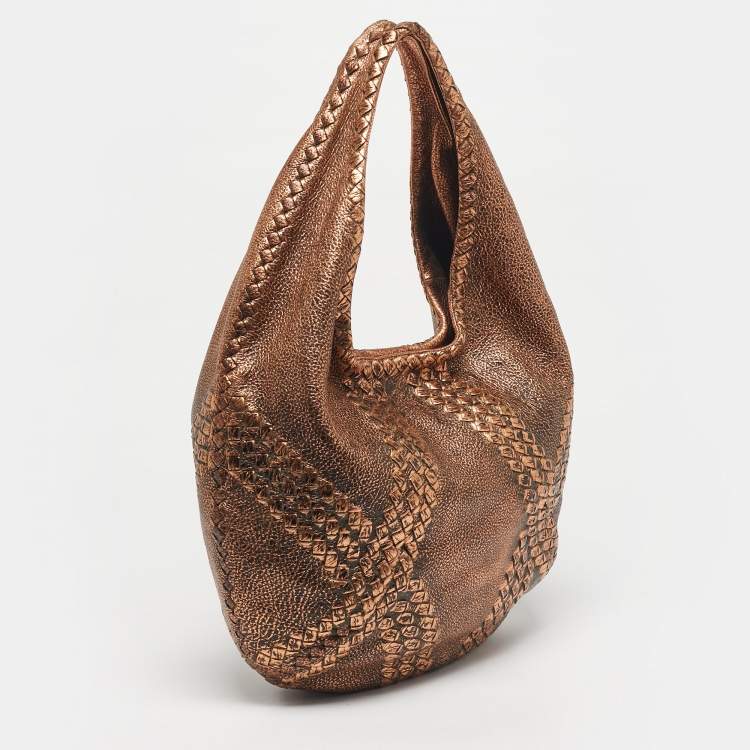 Pre Owned Bottega Veneta Metallic Copper Leather Cervo Hobo